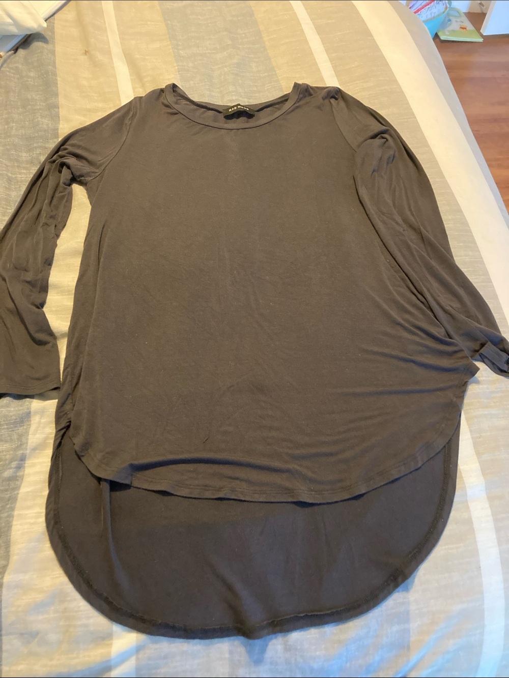 Women's High-Low Long Sleeve Tunic Top - Dark Grey
